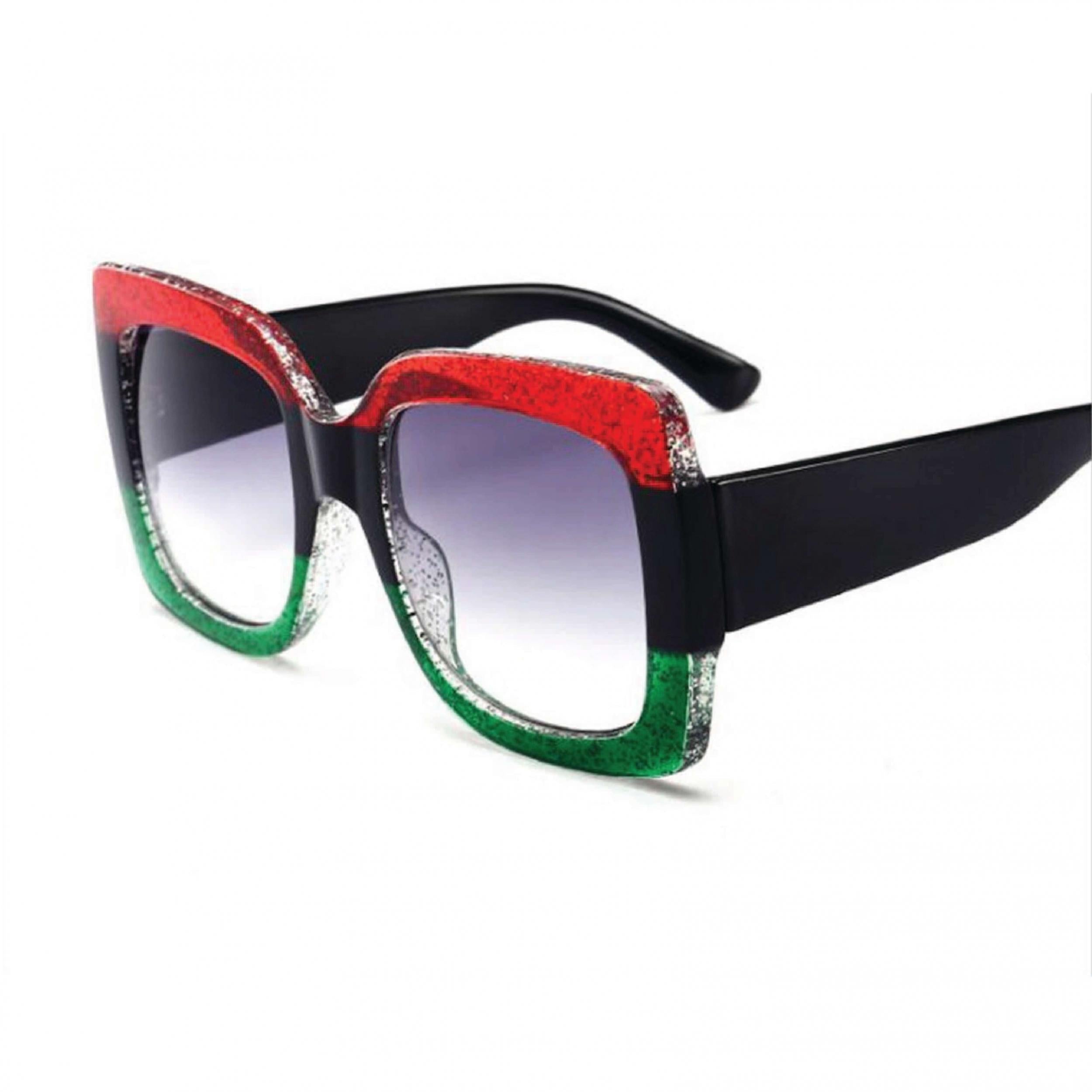 Y2K Glitter Square Sunglasses UV400 Sun Shades Glasses