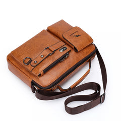 Vintage Business Laptop Handbag Large Capacity Shoulder Bag PU Leather