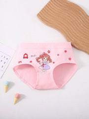 4 Pack Girls Cotton Panties Briefs Sweet Girl Pattern