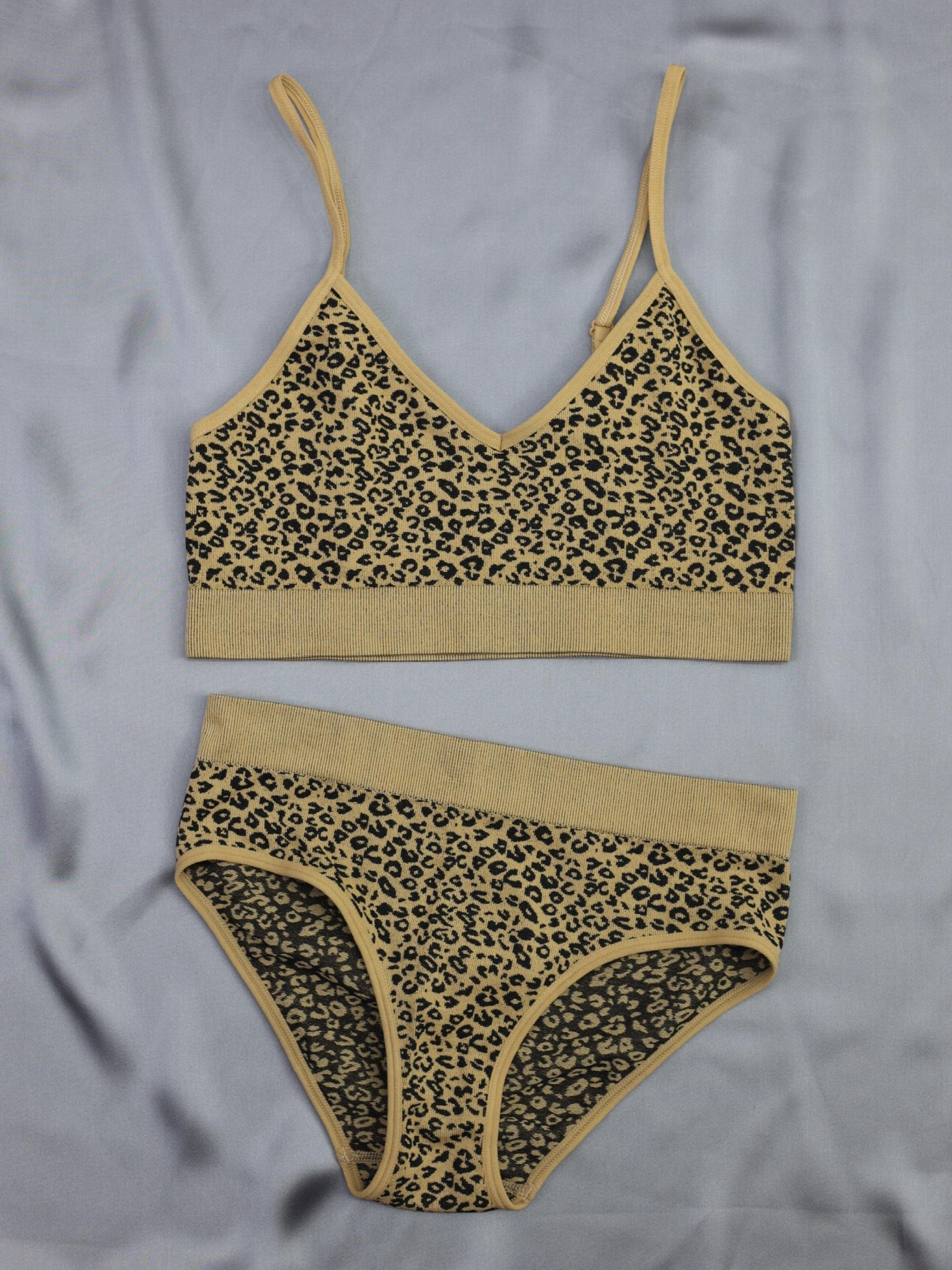 Leopard Print Bra & Panties Lingerie Set