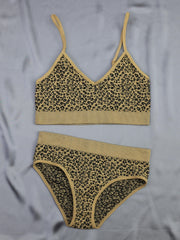 Leopard Print Bra & Panties Lingerie Set