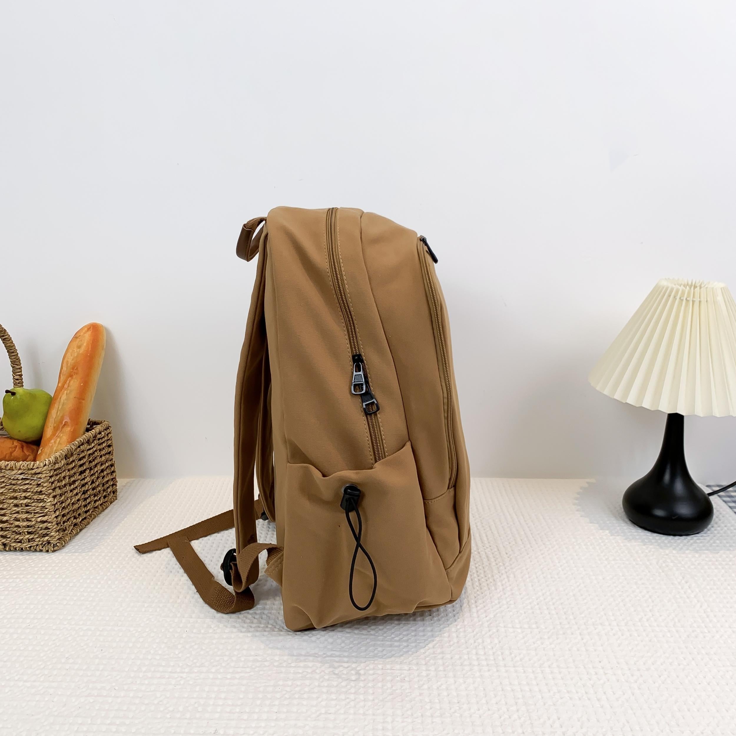 Solid Backpack Large Capacity Casual School Bag Women's Rucksack