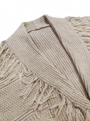 Fringe Trim Long Sleeve Cardigan