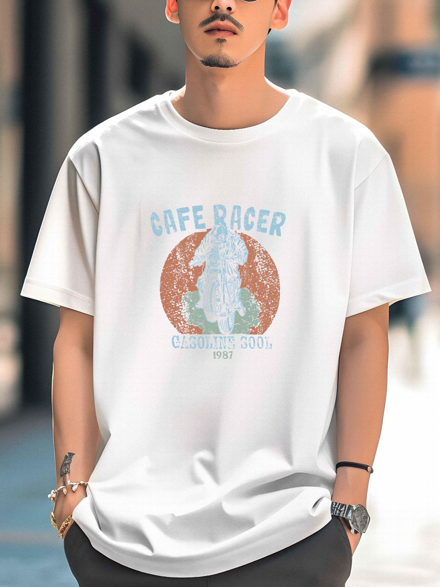 Men's Motorcycle Rider Graphic Crew Neck T-Shirt