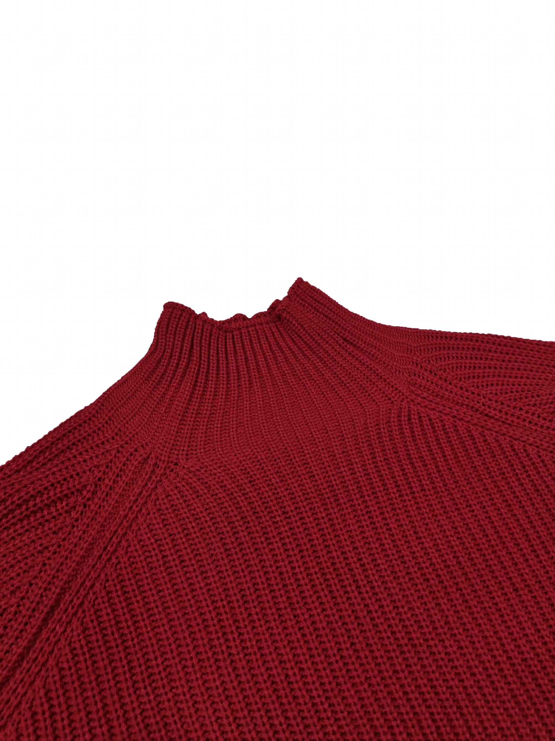  Casual Sweater Dress Solid Long Sleeve High Neck Loose Fit