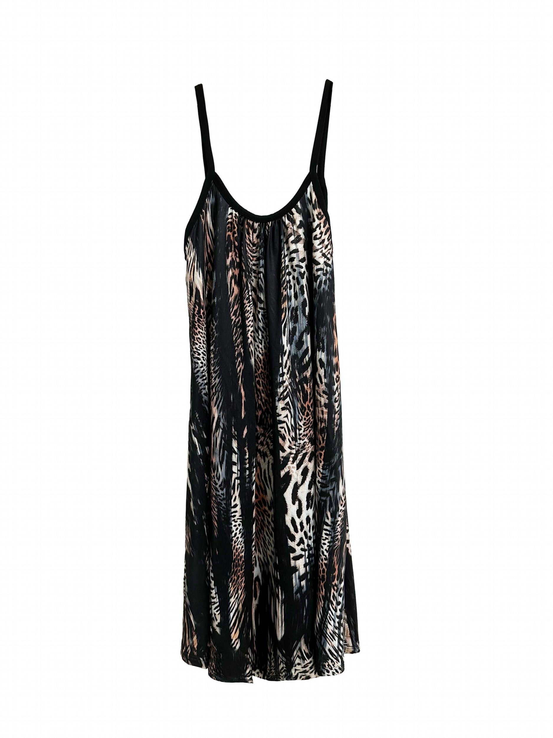 Leopard Print Slip Lounge Dress Backless Home Dress
