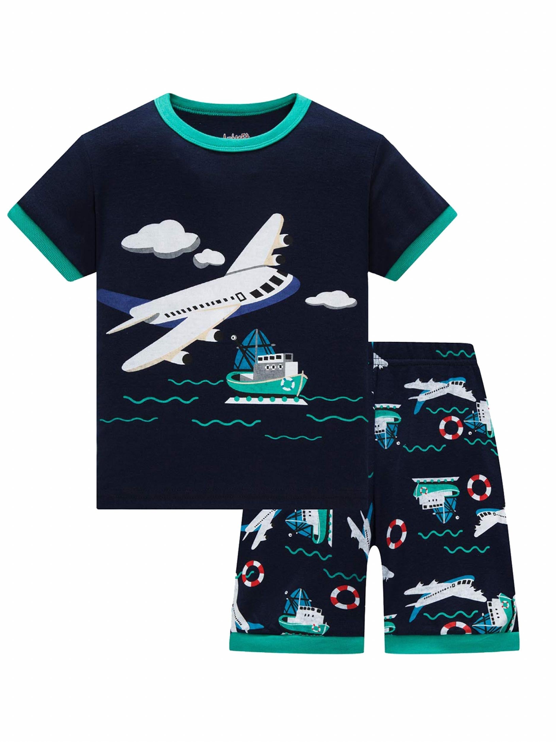 Boys Dino Skeleton Print Top & Shorts Lounge Wear Set