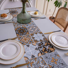 Boho Halloween Tablecloth & Table Flag Set Washable Polyester Table Cover