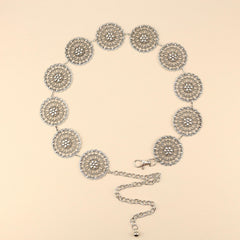 Geometric Flower Waist Chain Vintage Hollow Out Chain Belt