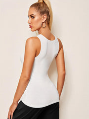 Women's Round Neck Sports Tank Top Sleeveless Fitness Vest T-shirt