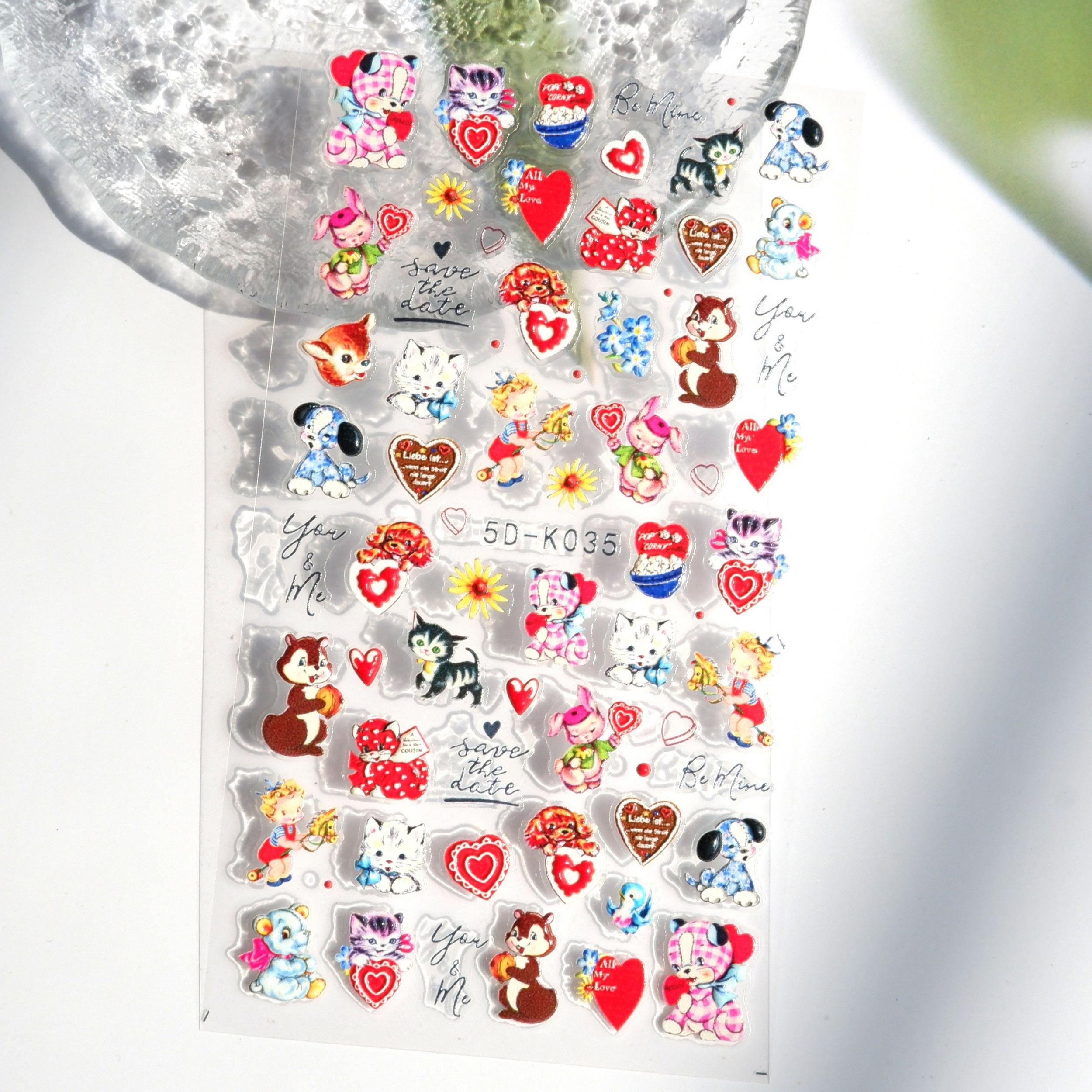 5D Cat Animal Nail Art Sticker Self-adhesive Plastic Women Nail Art Sticker