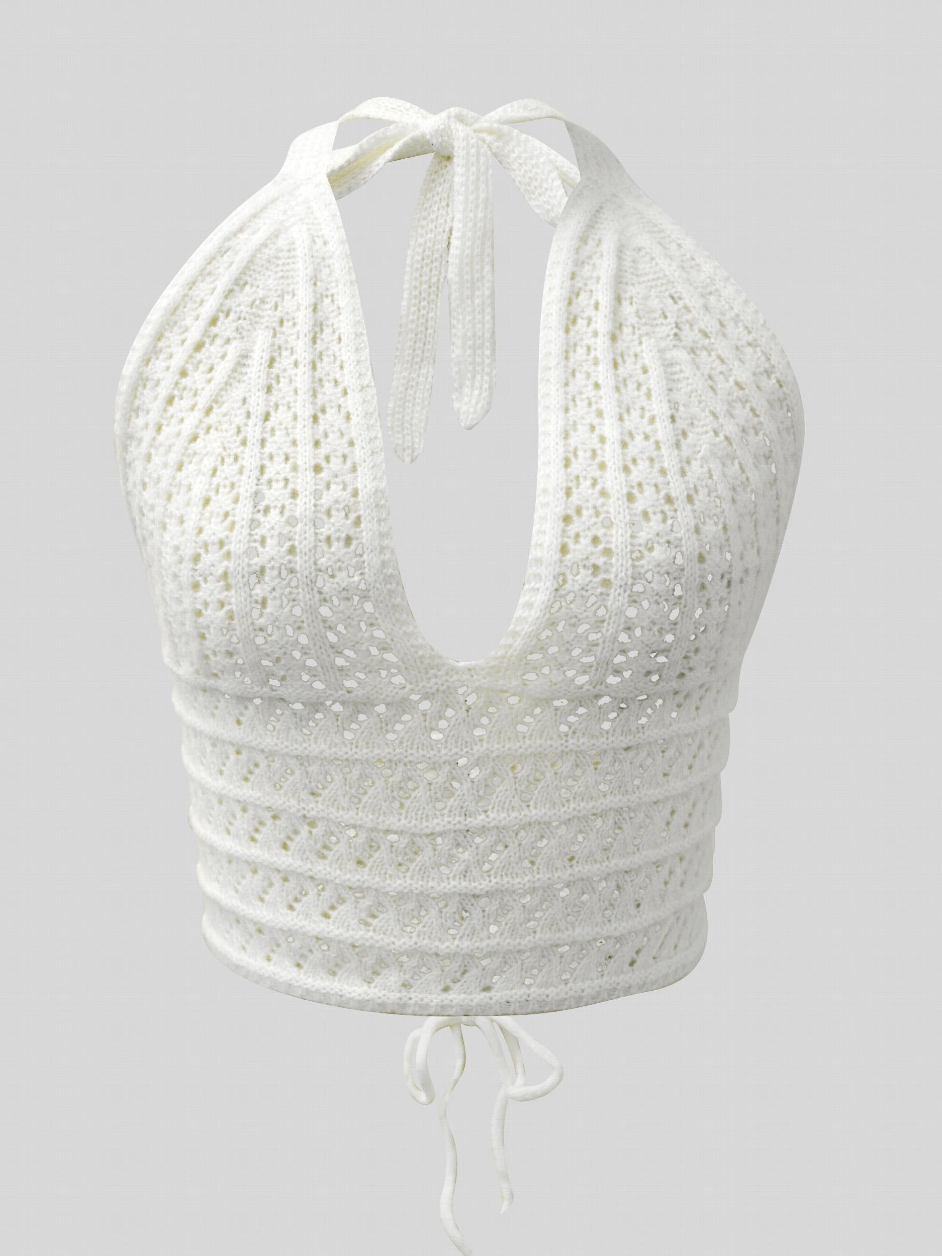 Y2K Crop Sweater Bralette Halter Neck Casual Sweater Women