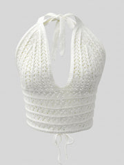 Y2K Crop Sweater Bralette Halter Neck Casual Sweater Women