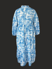  Allover Print Tie Front Maxi Dress
