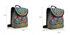 Ethnic Style Multicolor Peony Embroidered Backpack