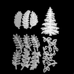 Christmas Tree Cutting Dies Set - Winter Leaf Die Cuts for Card Making