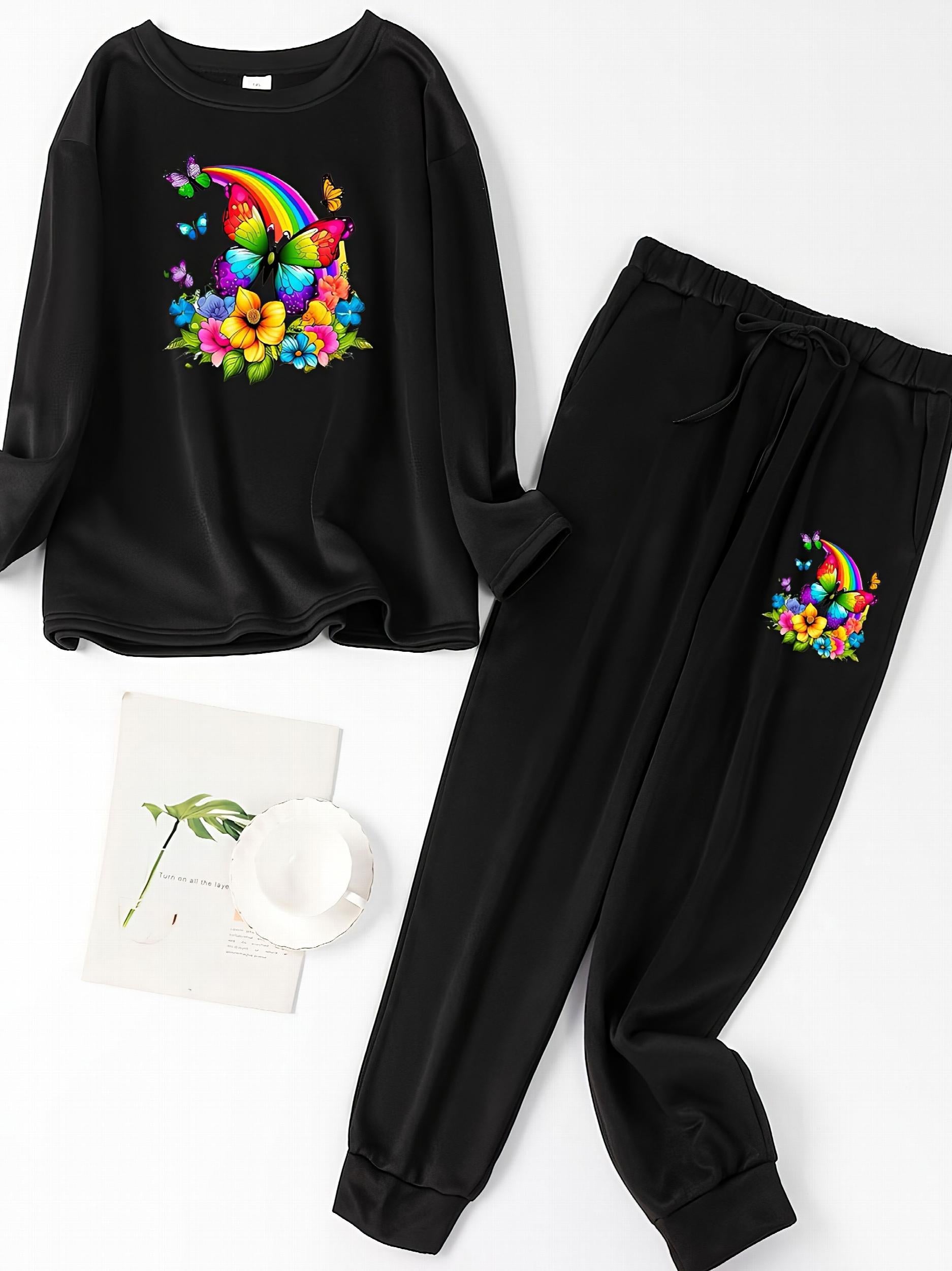  Printed Fleece Tee & Joggers Pajamas Set