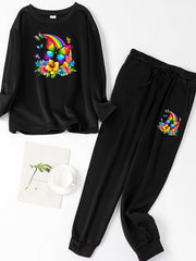  Printed Fleece Tee & Joggers Pajamas Set