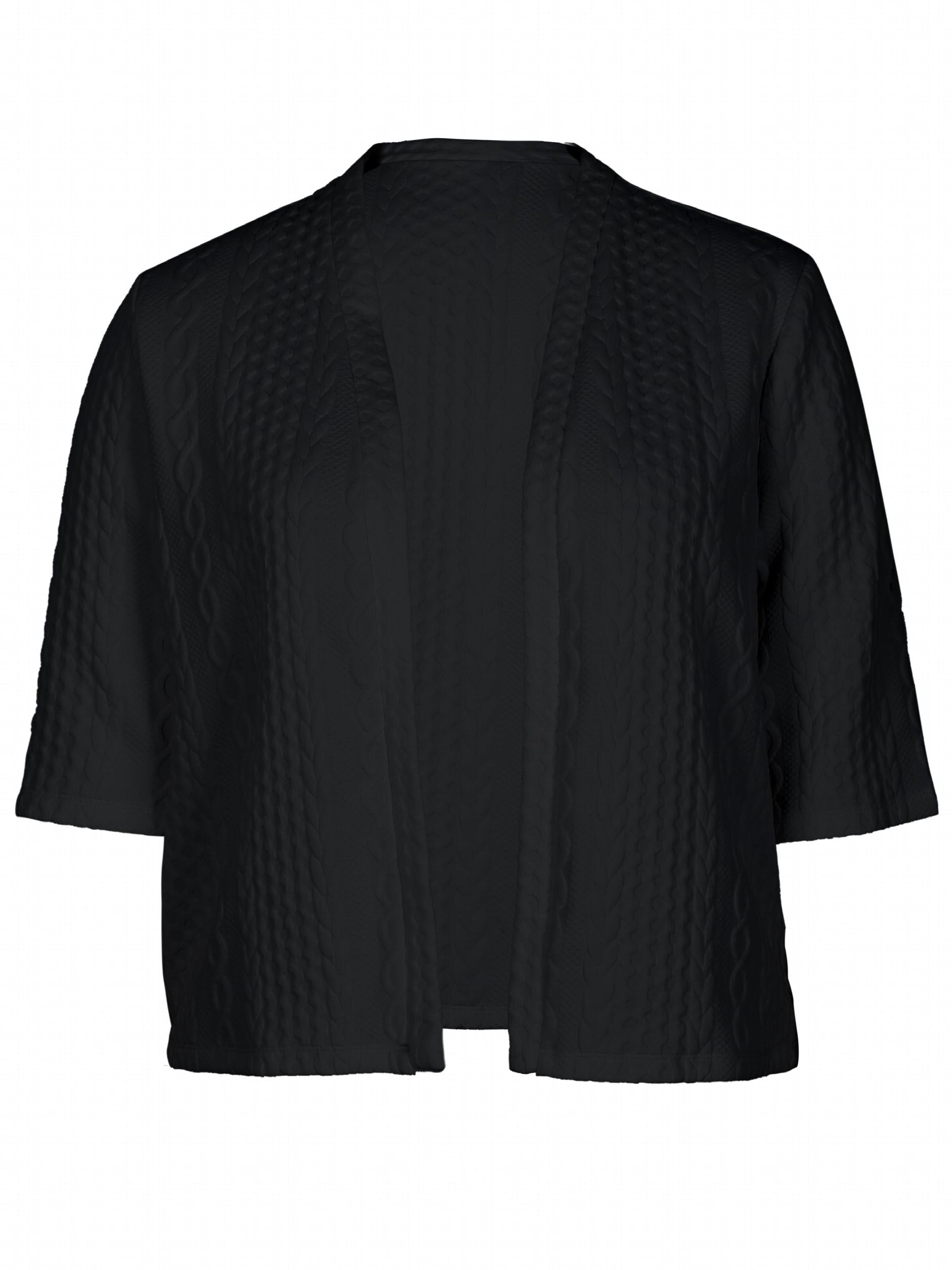  Solid Cable Half Sleeve Open Front Cardigan
