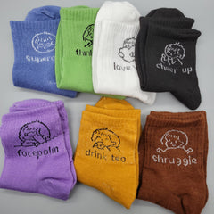 7 Pairs Cartoon Pattern Socks Comfy & Mid Tube Women Stockings