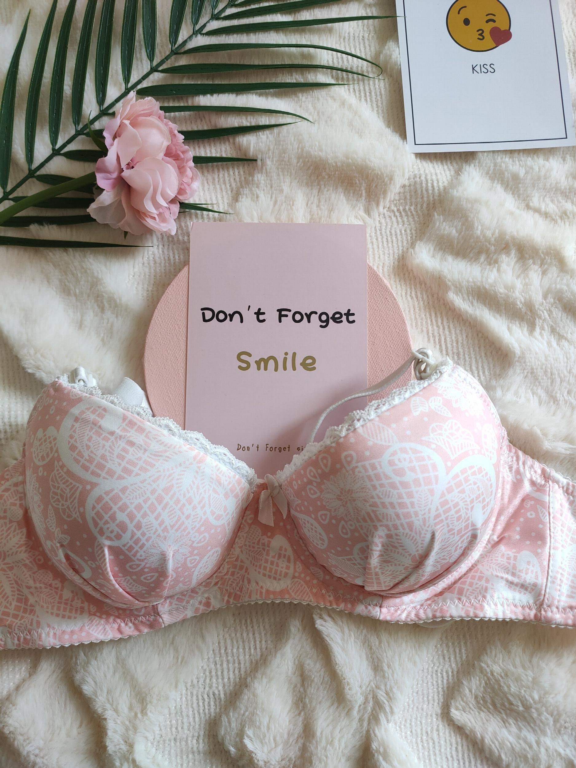 Floral Print Push Up Bra Lace Trim Women's Lingerie