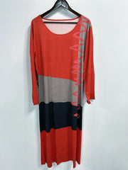  Colorblock Long Sleeve Maxi Dress