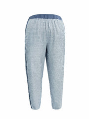  Stripe Print High Rise Loose Fit Trousers