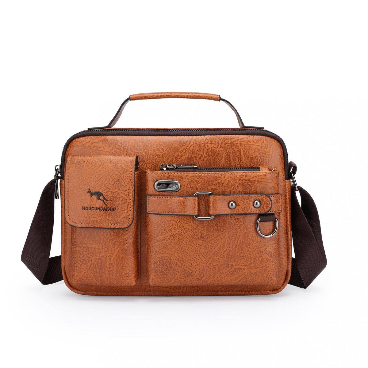 Vintage Business Laptop Handbag Large Capacity Shoulder Bag PU Leather