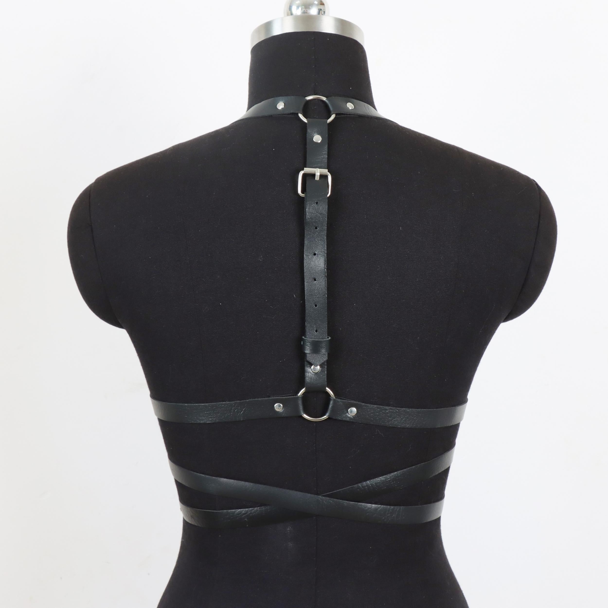 Gothic Cross PU Leather Harness Adjustable Corset Belt