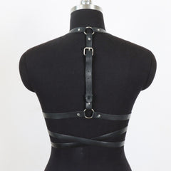 Gothic Cross PU Leather Harness Adjustable Corset Belt