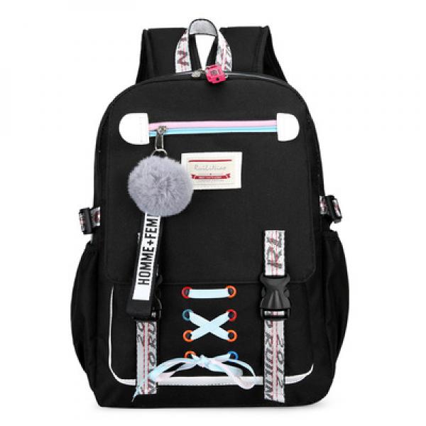 Pink Canvas Backpack Women School Bags Rucksack Large Capacity Bookbags