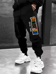 Rose Pattern Joggers Men's Casual Loose Fit Drawstring Pants