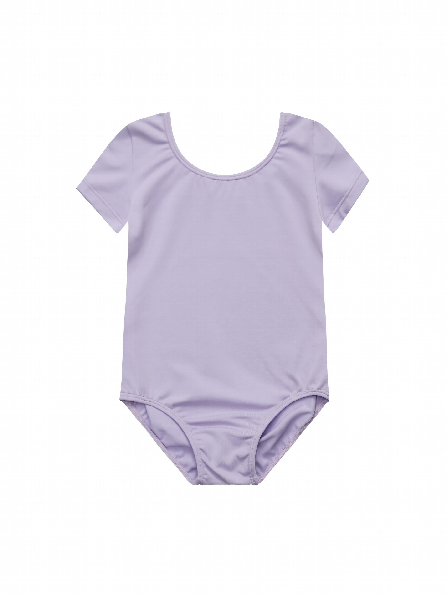 Girls Skinny Ballet Short Sleeve Bodysuit for Dance Training