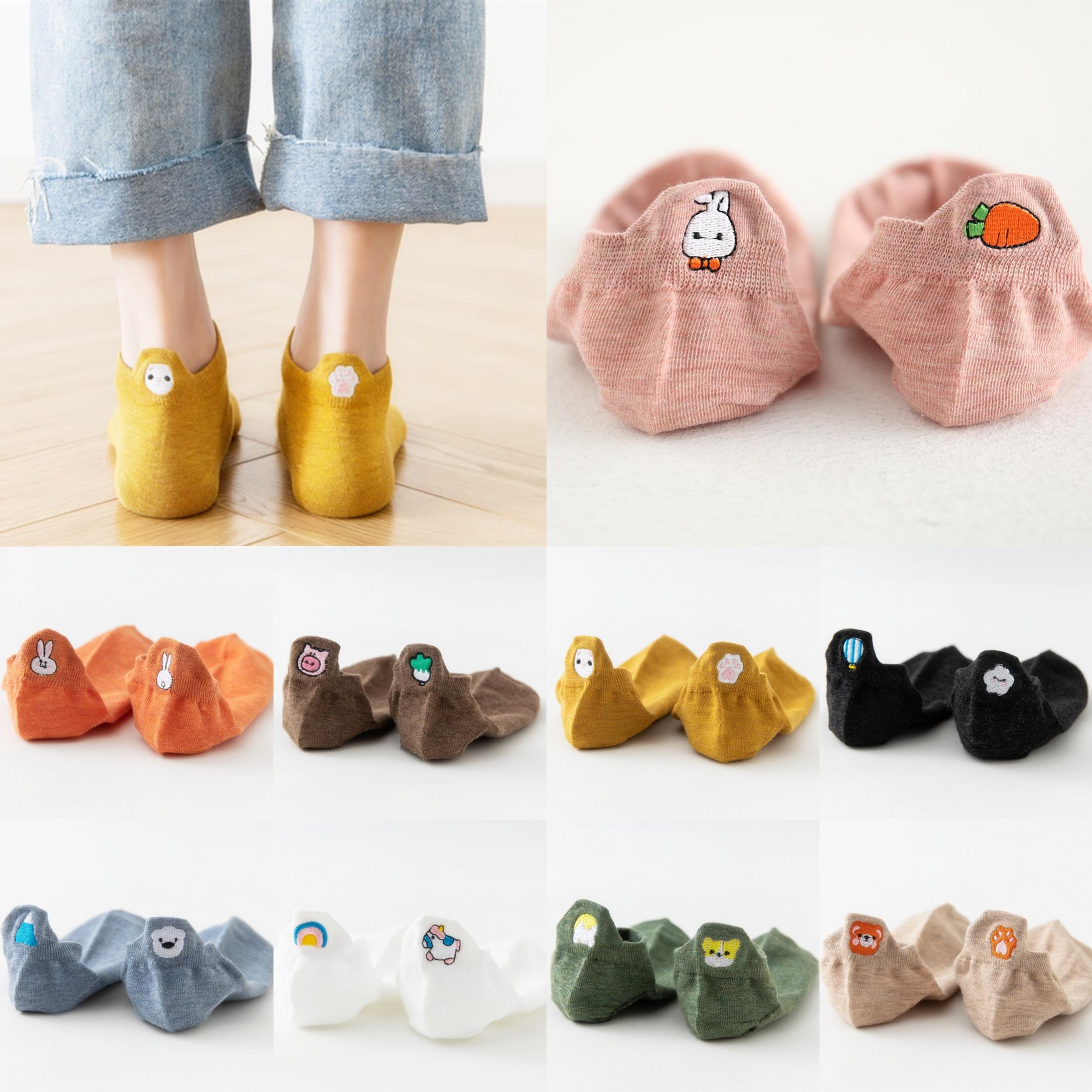 Animal Embroidery Socks Lightweight Ankle Stockings