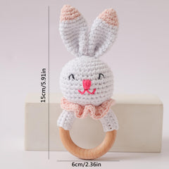 Plush Rabbit Toy w/ Hand Crank Bell Multicolor Sensory Baby Gift