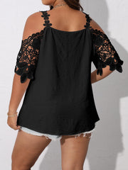  Cold Shoulder Floral Jacquard Top