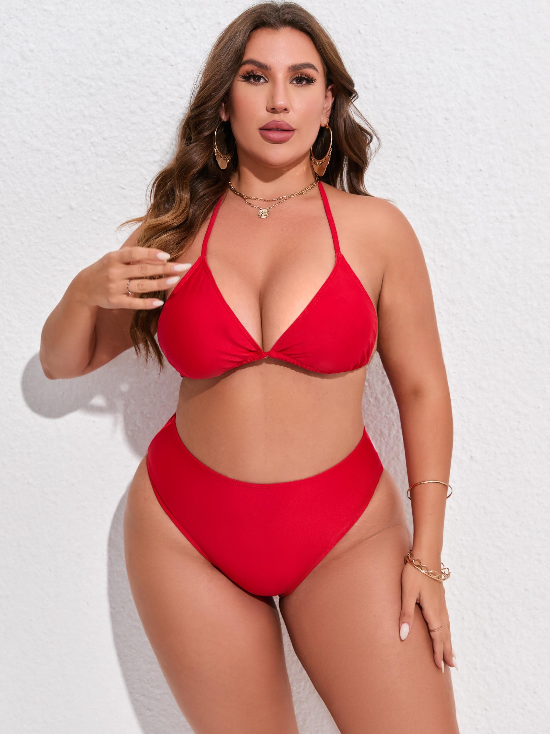  Strawberry Print Swimsuit Set Women's High Stretch 2pcs Set