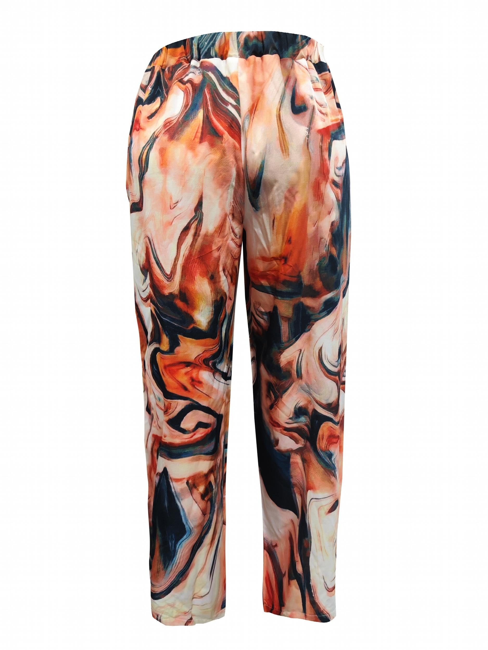  Floral Print Drawstring High Rise Pants