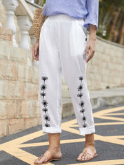  Sunflower Print High Rise Pants