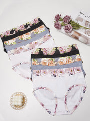 6 Pack Plus Size Floral Print High Rise Panties Set
