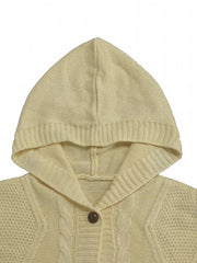  Cable Button Up Hooded Jumper