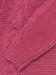  Casual Cardigan Solid Cable Knit Open Front Sweater