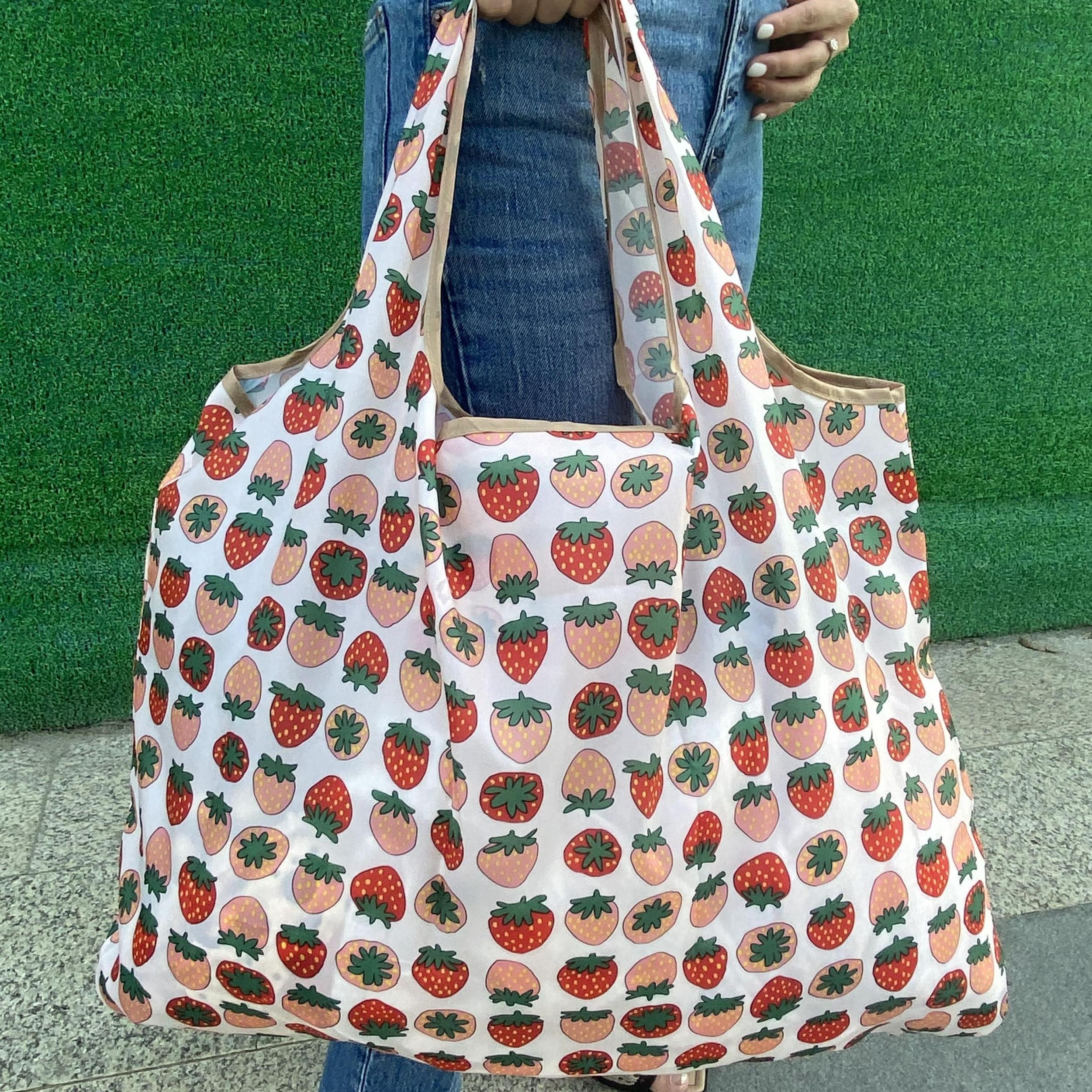 Large Capacity Print Shopper Bag Lightweight Foldable Shoulder Bag