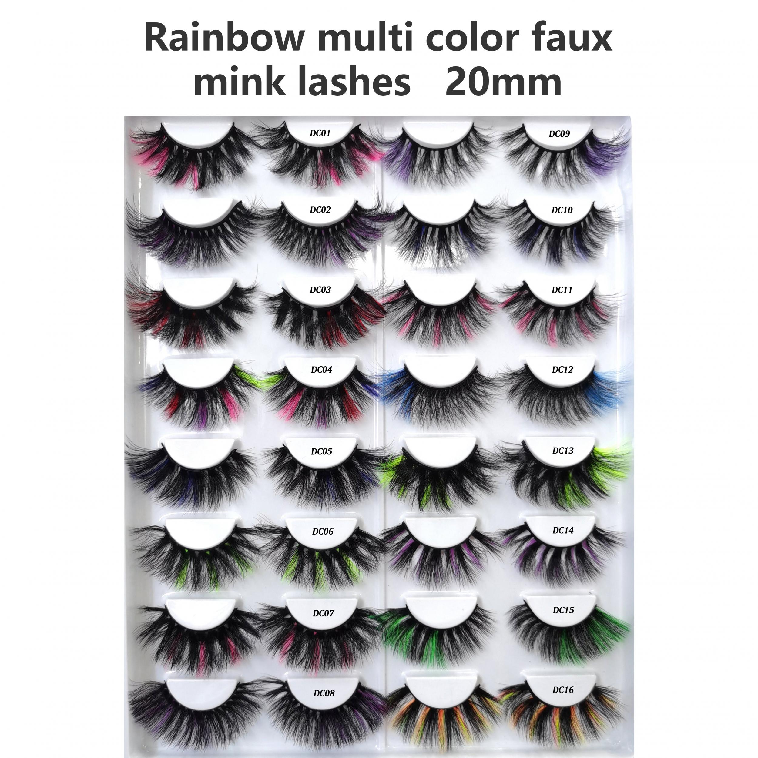 3D Rainbow False Eyelashes 20mm 25mm Fluffy Stage Makeup Lashes