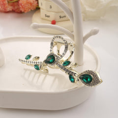 Crystal Leaf Hair Claw Clip Rhinestone Hair Claw Nonslip Ponytail Holder