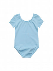 Girls Skinny Ballet Short Sleeve Bodysuit for Dance Training