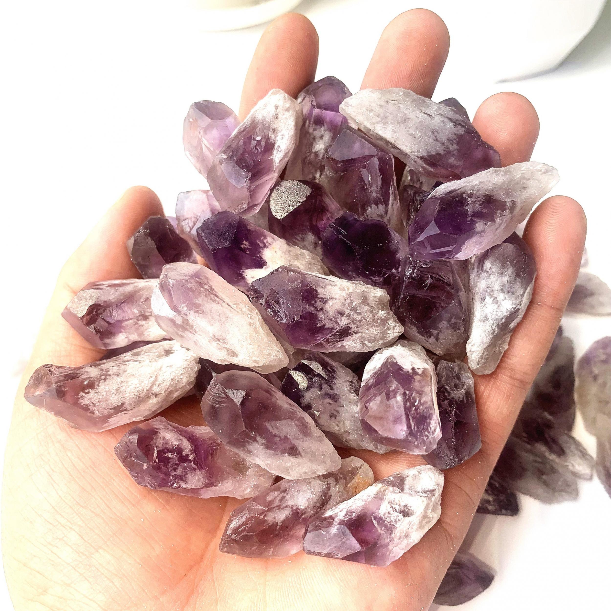 5pcs Natural Amethyst Raw Stone Crystal Rough Points Bulk Gemstone Reiki Healing