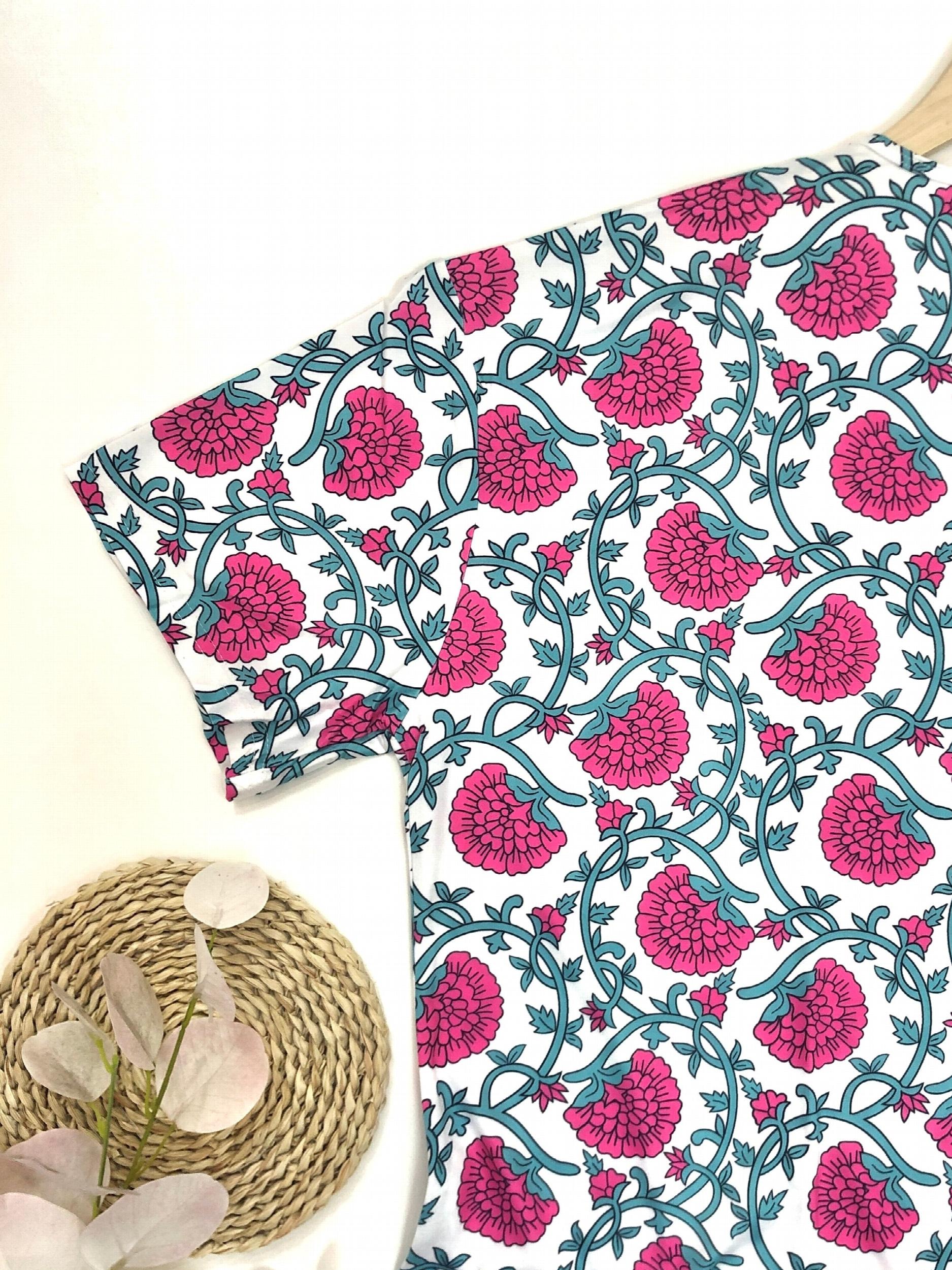 Boho Lounge Dress Plus Size Floral Print Comfort Nightdress