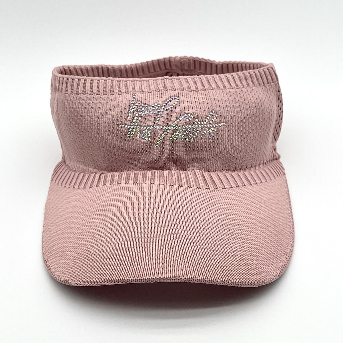 Pink Rhinestone Knitted Visor Hat UV Protection Lightweight Baseball Cap
