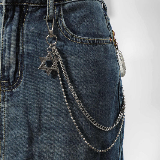 Men's Six Pointed Star Leaf Pants Chain